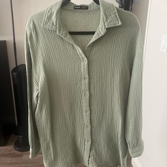 SHEIN Sage Green Textured Shirt - Picture 1 of 5